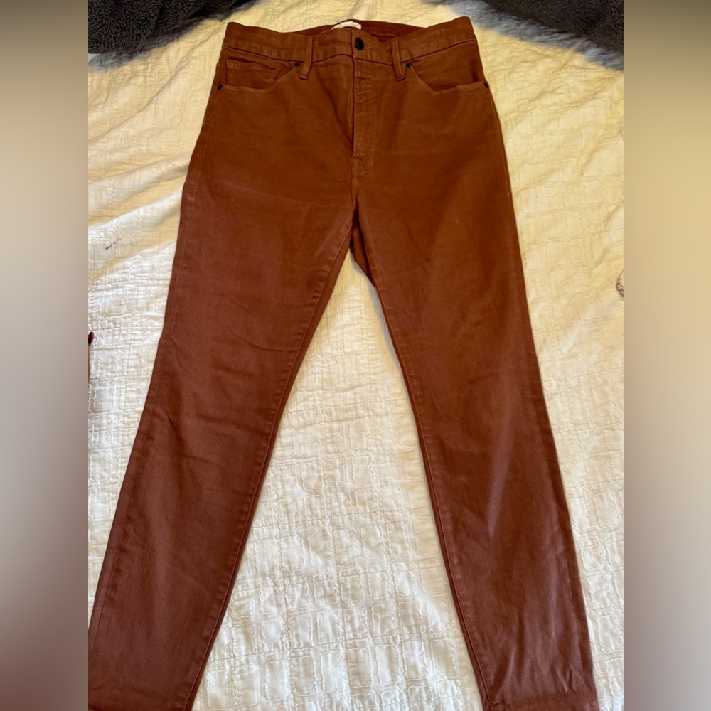 Good American Coated Warm Brown Skinny Jeans